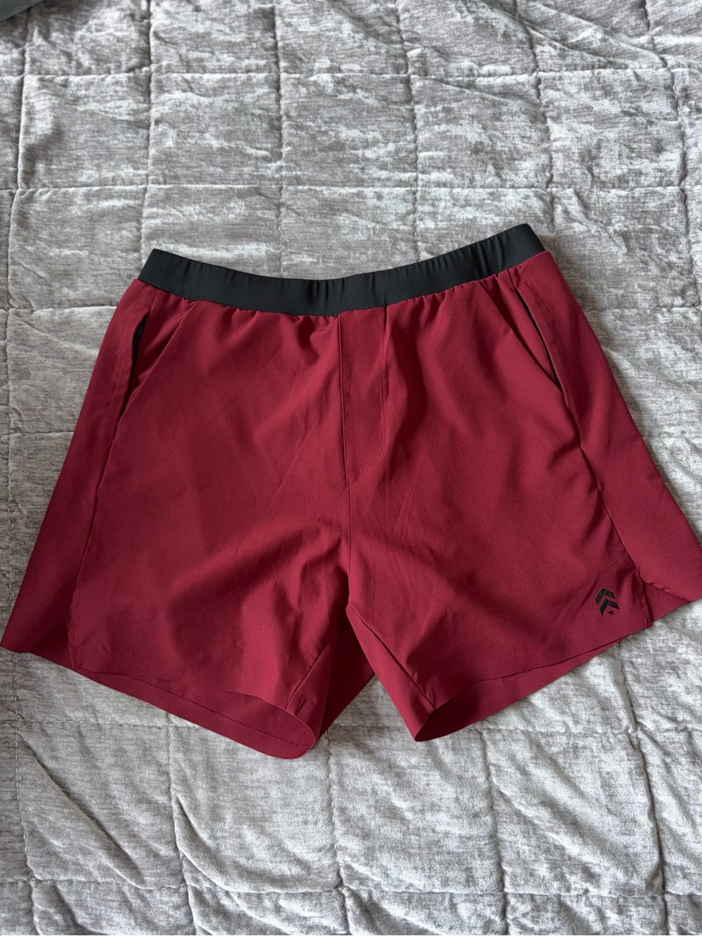 Men's M - Deep Red Shorts with Black Waistband 5” Lined Barry’s Bootcamp